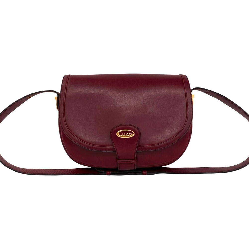 GUCCI (Old Gucci) Vintage Logo Hardware Leather Shoulder Bag/Pouch/Sacoche - ...